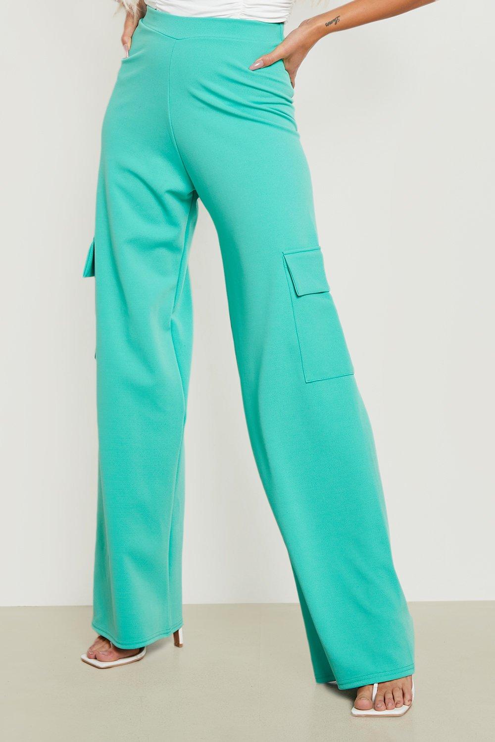 Jade Green High Waisted Wide Leg Trousers