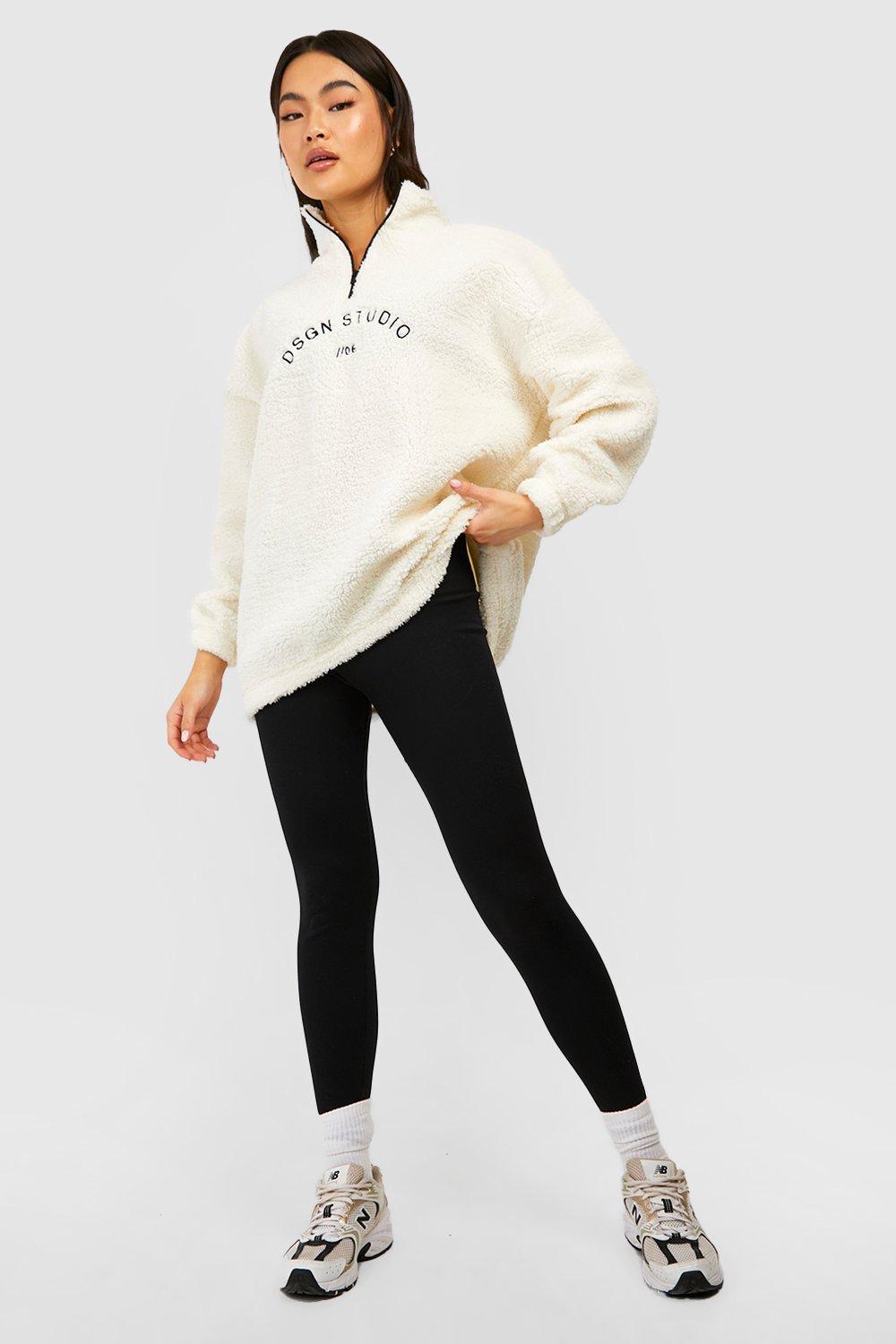 Premium Borg Embroidered Half Zip Sweater | boohoo