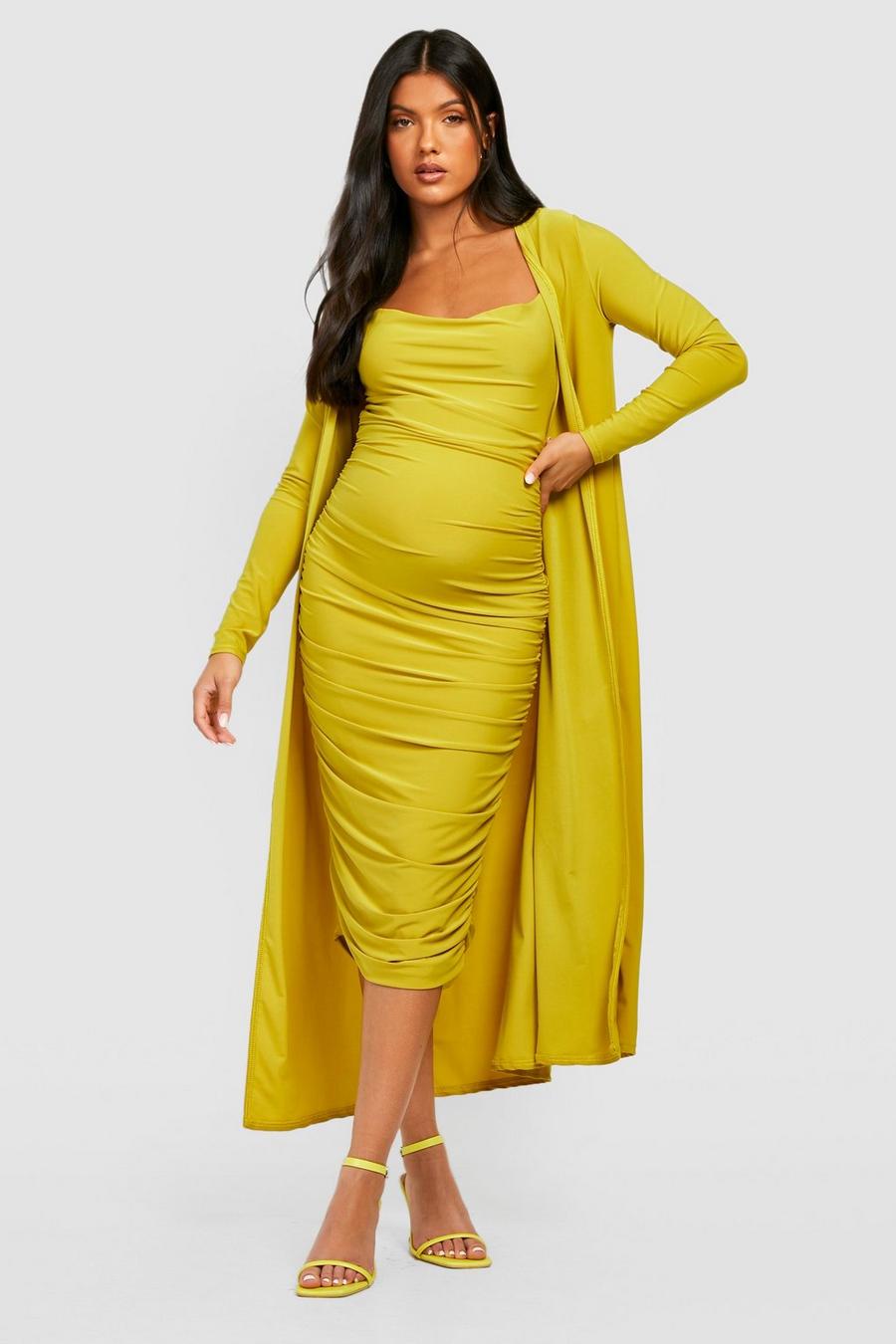 Maternity Strappy Cowl Neck Dress And Duster | boohoo