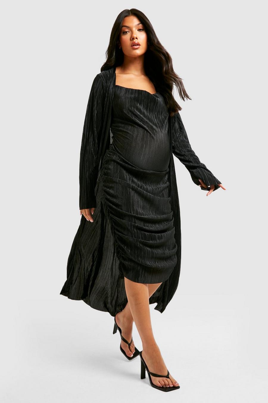 Maternité - Cardigan de grossesse long plissé, Black image number 1