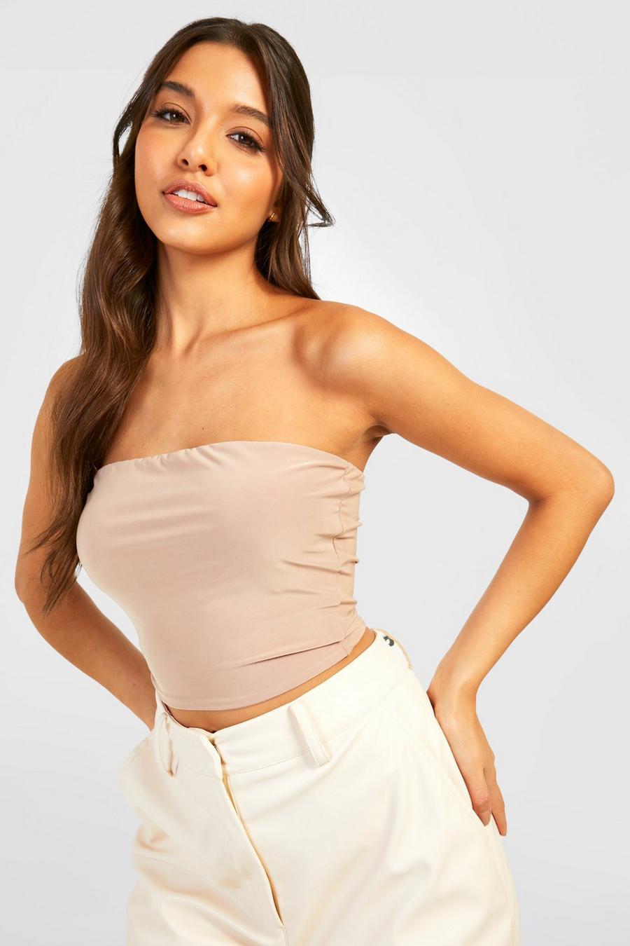 Stone Double Layer Slinky Bandeau Top image number 1