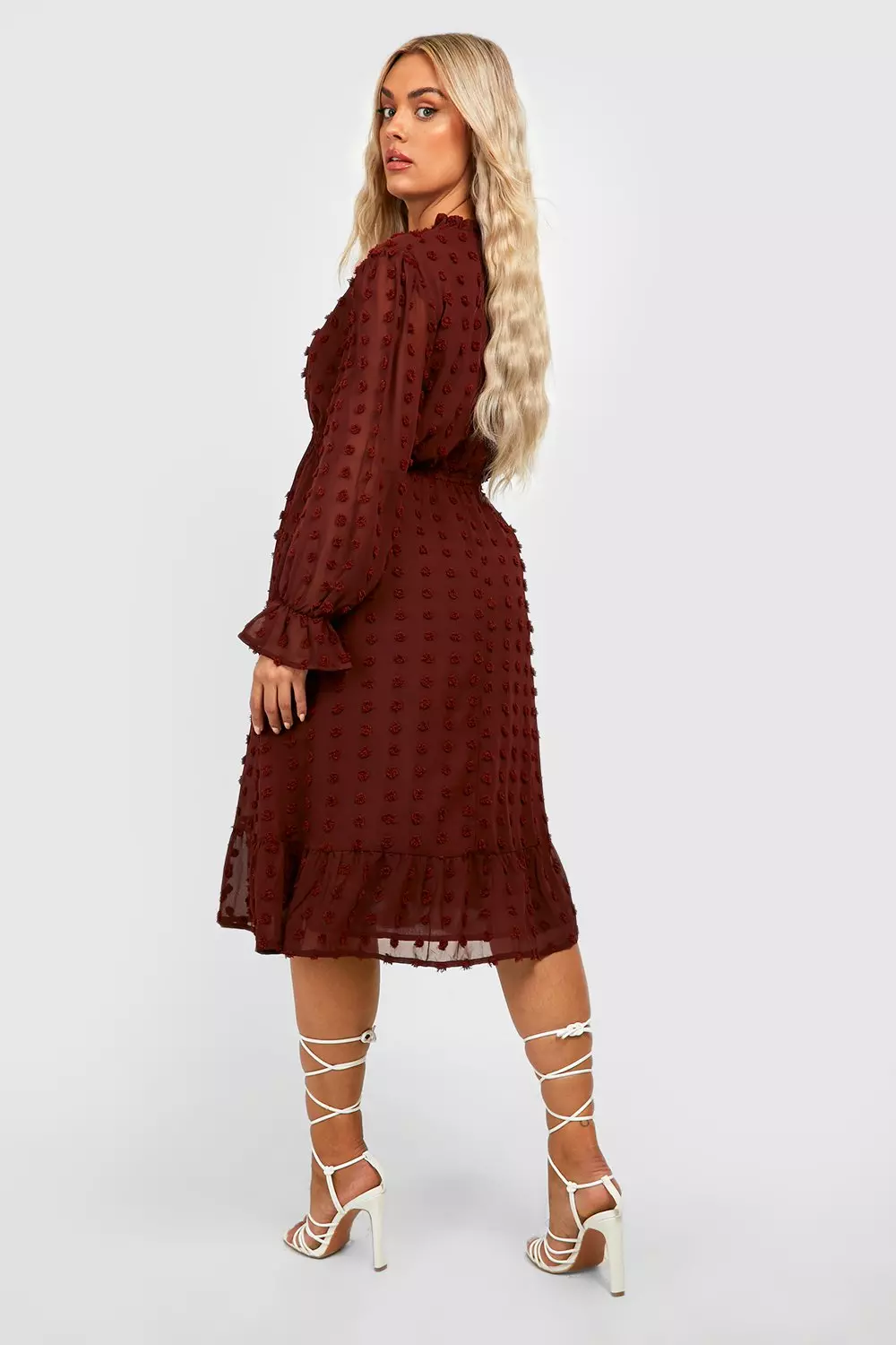 Chocolate Plus Large Dobby Mesh Midi Dress alternative image