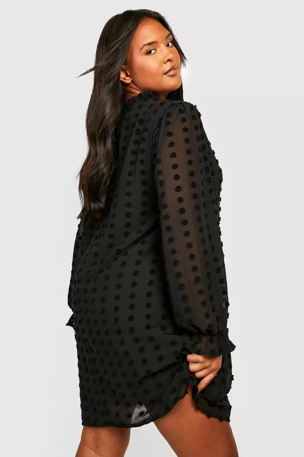 Dobby mesh 2025 sheer shirt dress