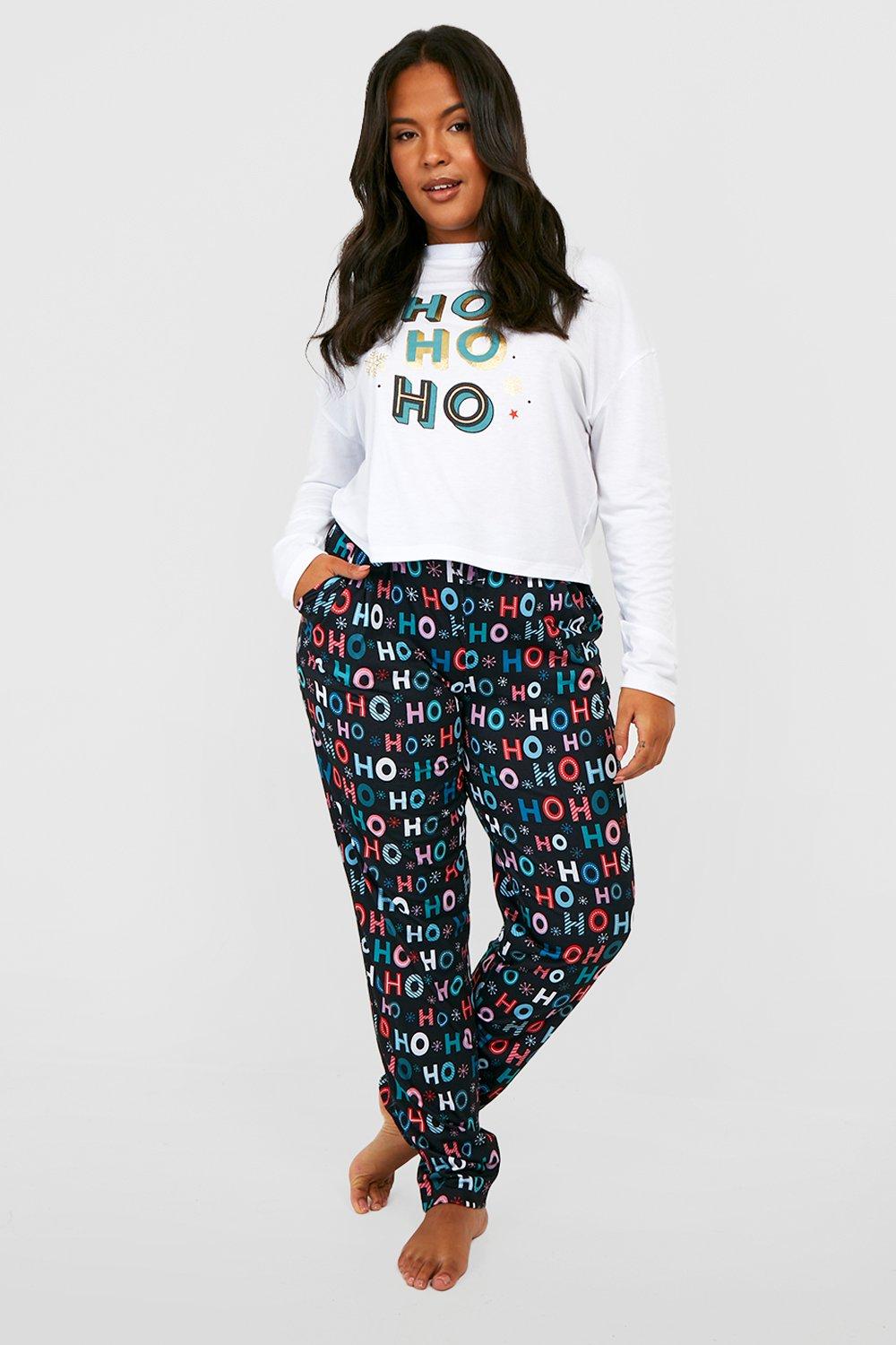 Plus Ho Ho Ho Slogan Pj Pants Set