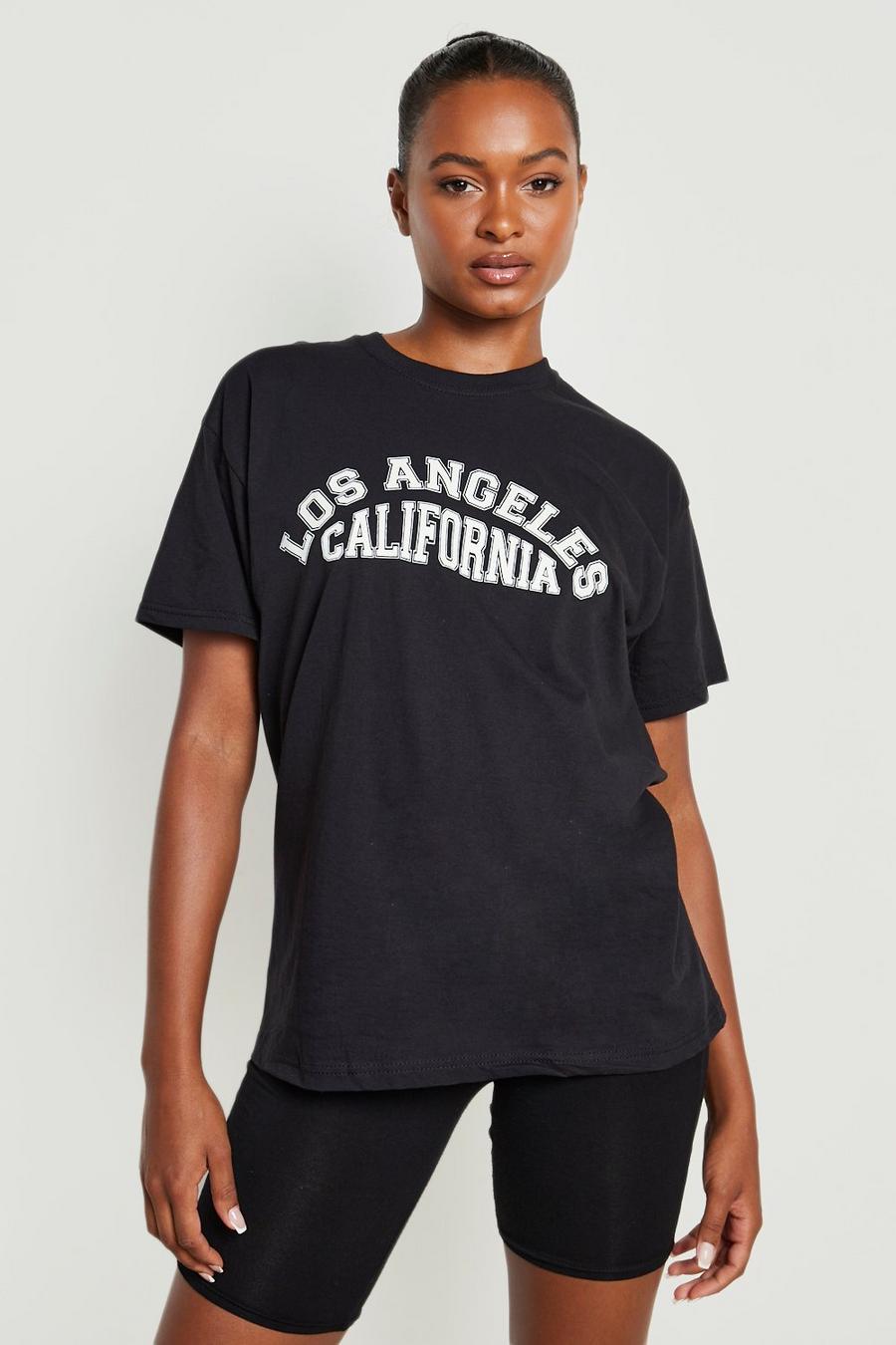 Black Tall Los Angeles Varsity Print T-shirt image number 1