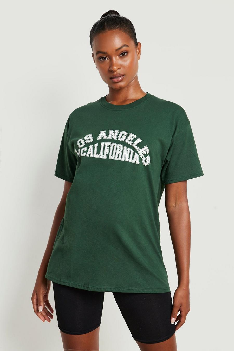 Forest green Tall Los Angeles Varsity Print T-shirt