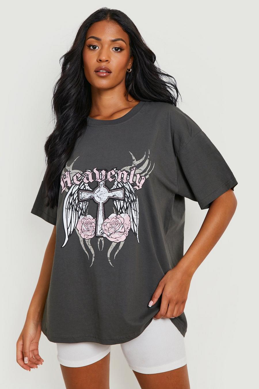 Charcoal Tall Tattoo Print Oversized T-shirt image number 1