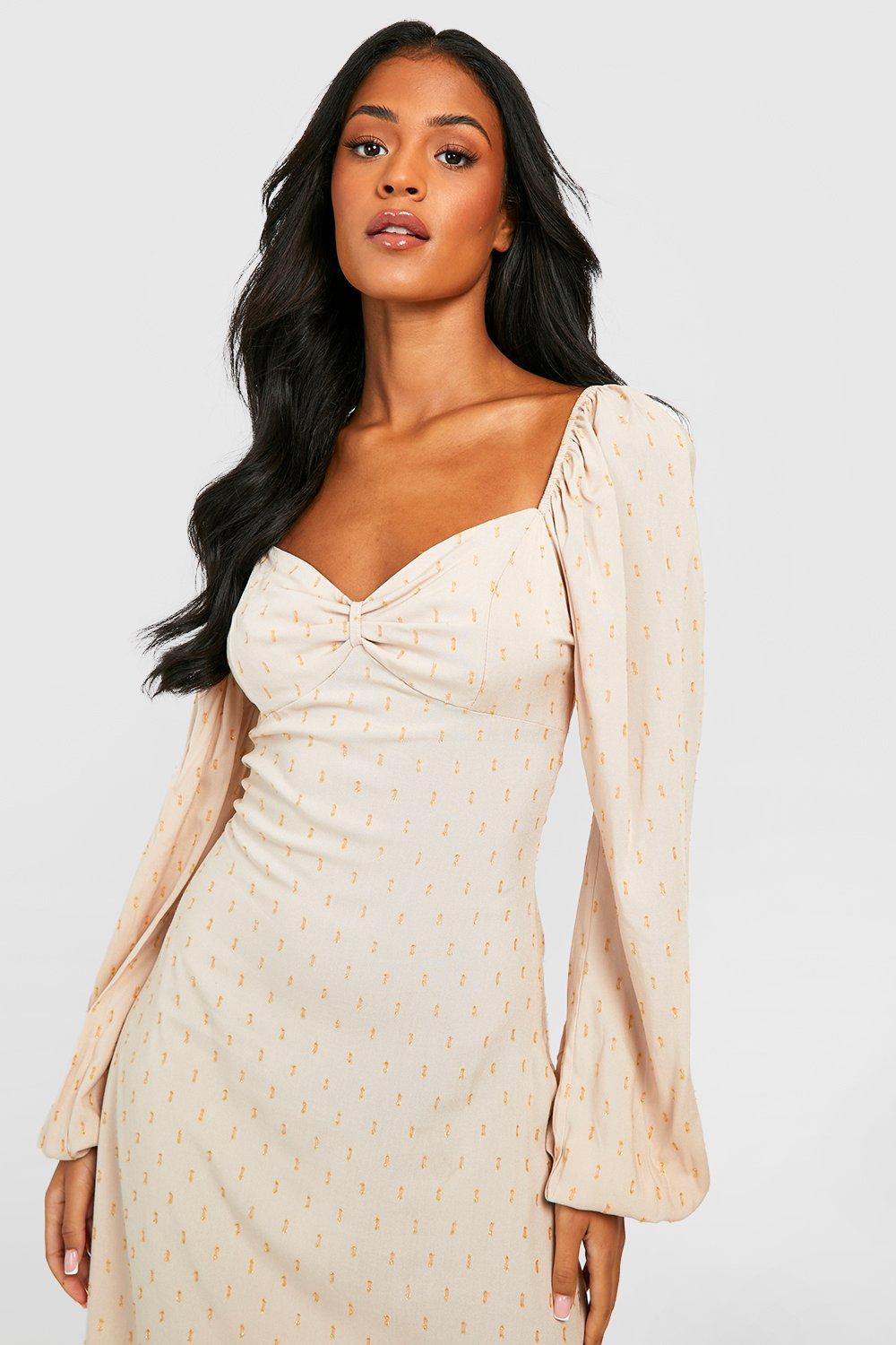 Tall Metal Detail Peasant Sleeve Midi Dress