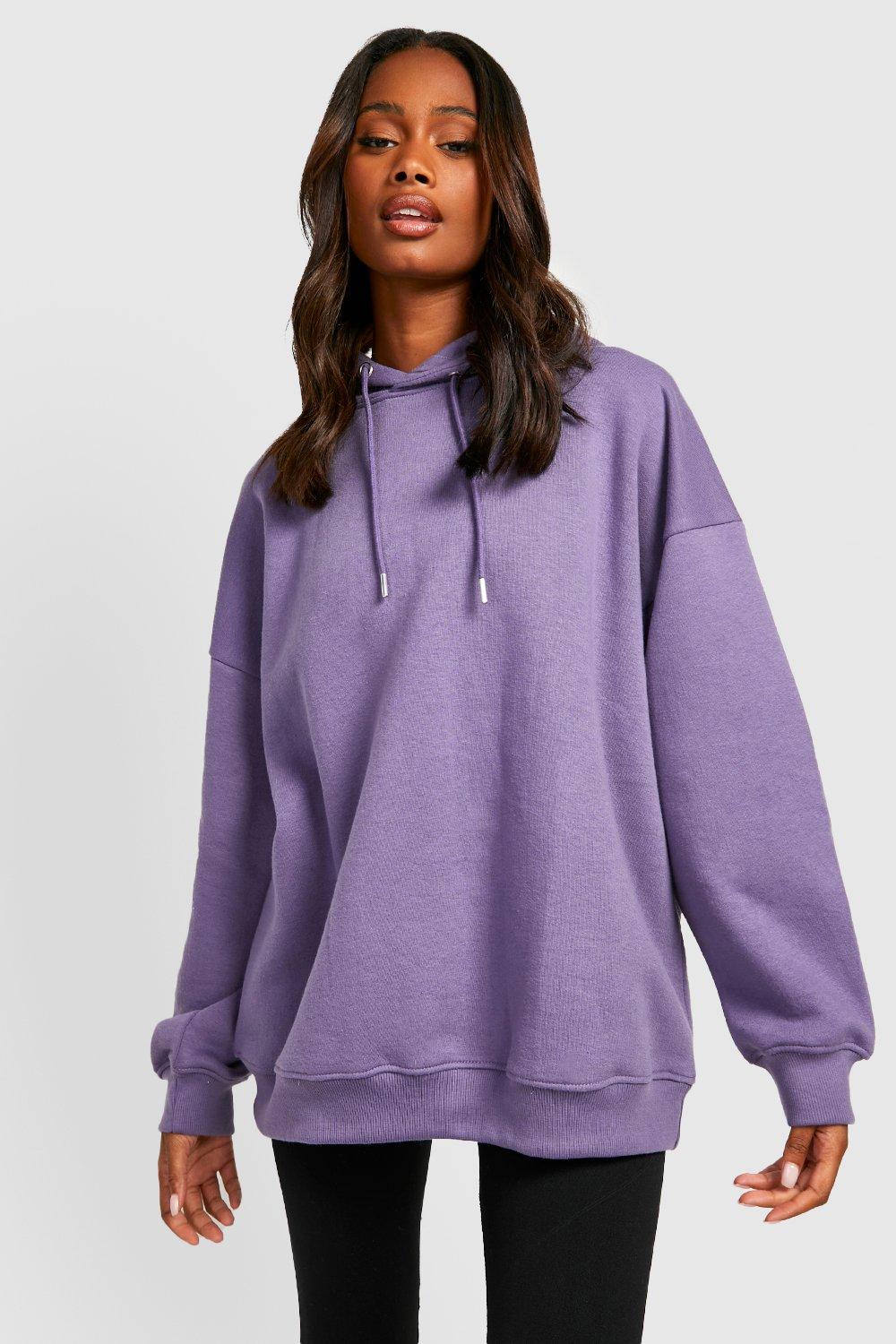 BIZIZA Oversized Pullover Hoodie Drawstring Women's Printed Crew Neck  Sweatshirts Pullover Long Sleeve Graphic Top for Women Light Purple 4XL 