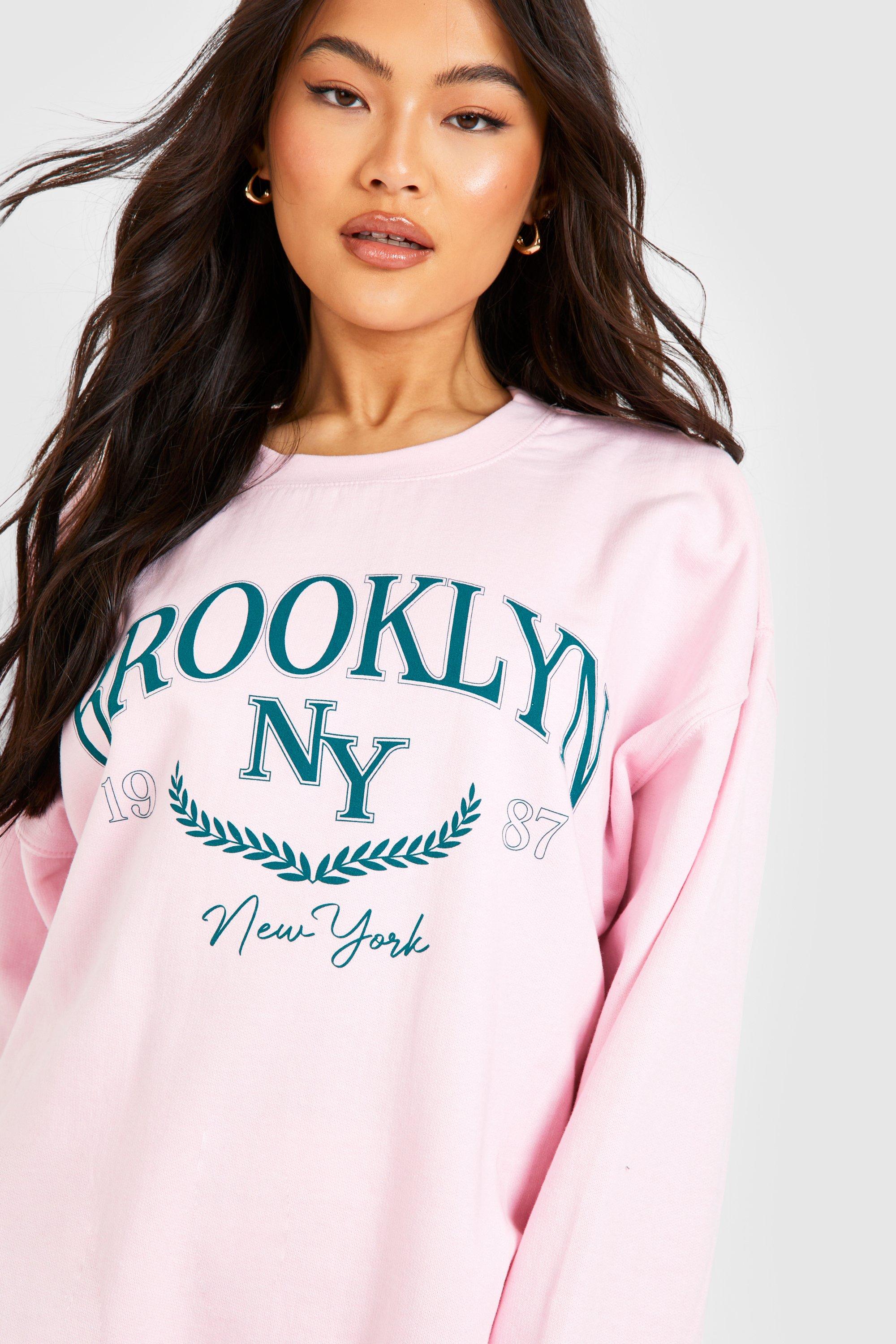 boohoo Plus Brooklyn Slogan Oversized T-Shirt Dress - Pink - Size 20