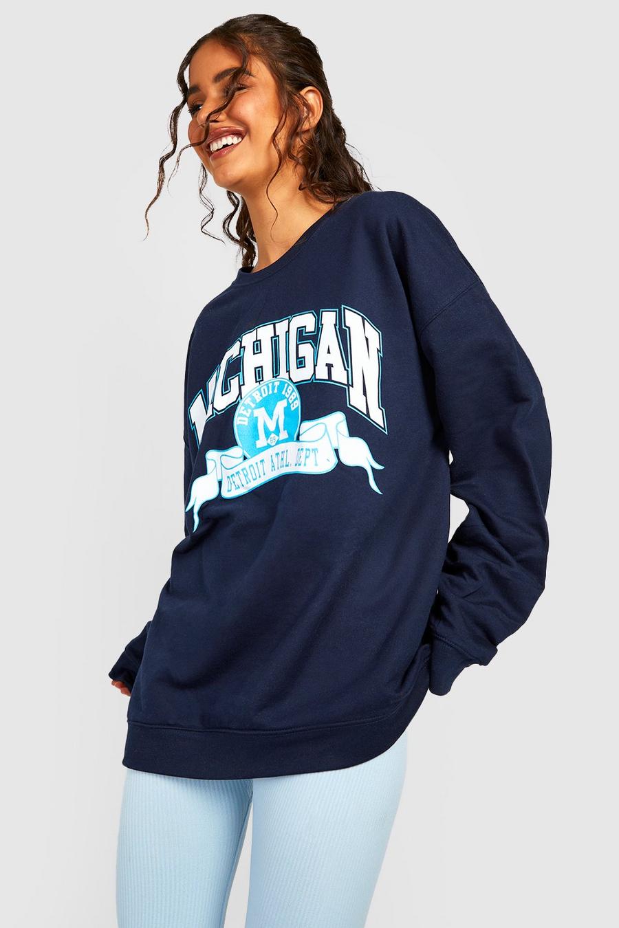 Navy blu oltremare Michigan Varsity Oversized Sweater 