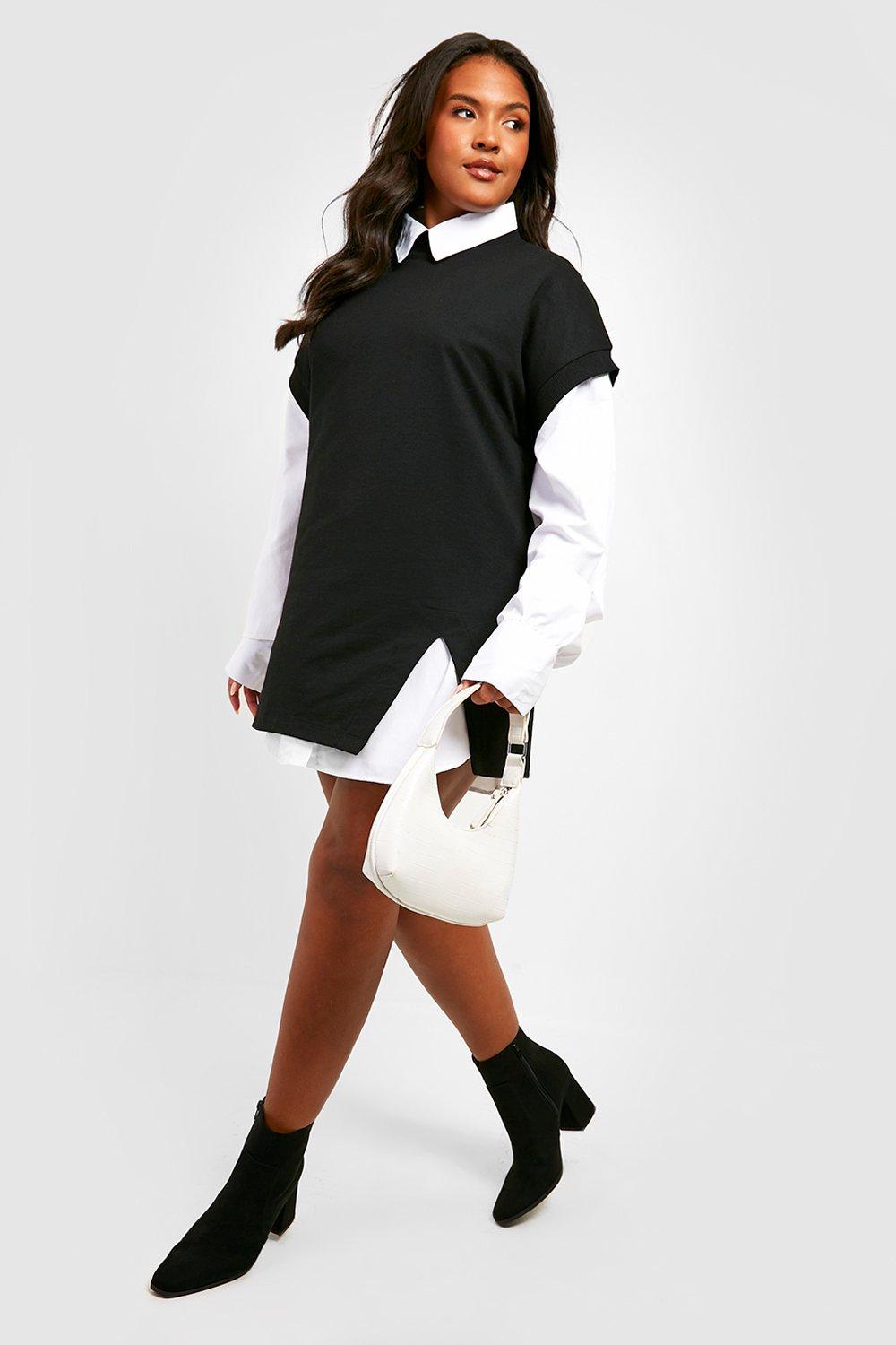 Plus Contrast Binding 2 In 1 Sweat Dress