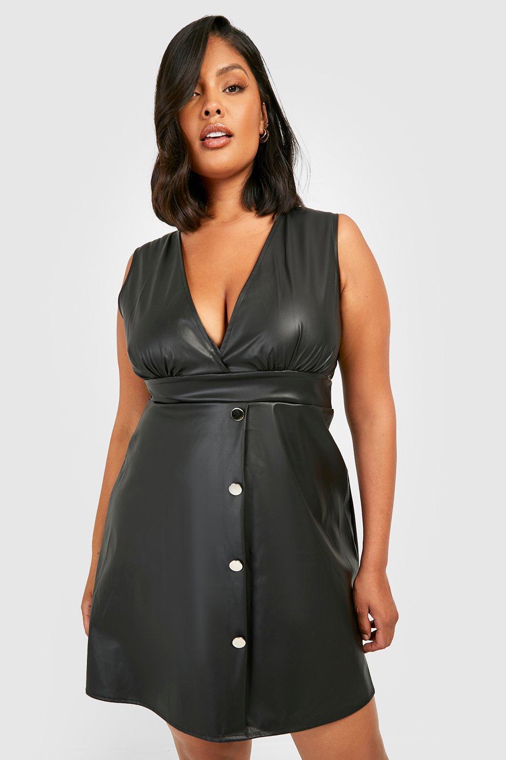 Plus size black pinafore clearance dress