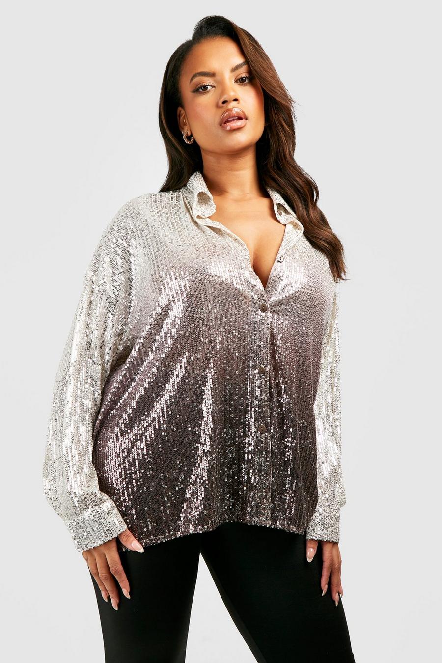 Stone Plus Ombre Sequin Shirt  image number 1