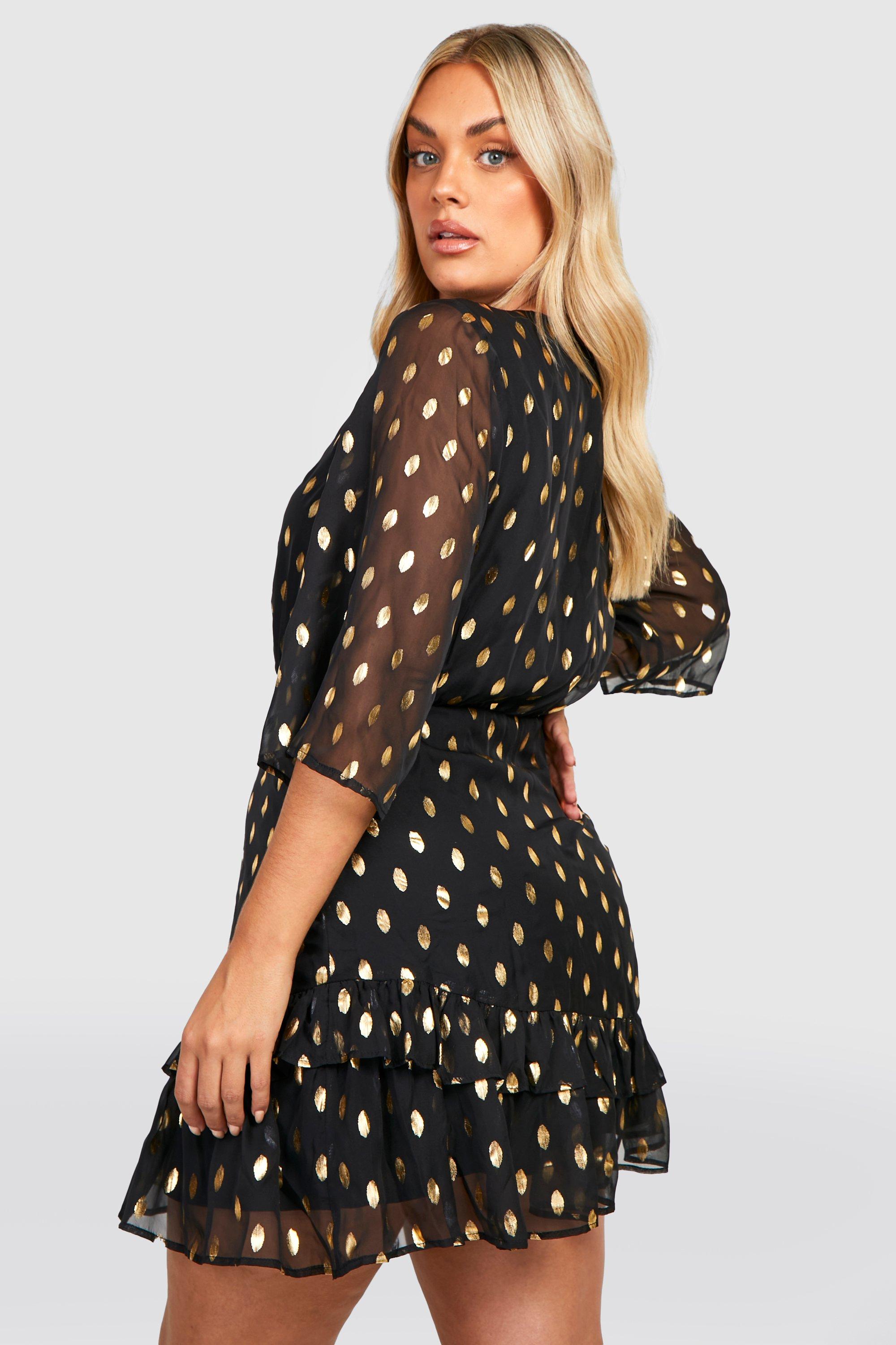 Boohoo metallic 2025 spot dress