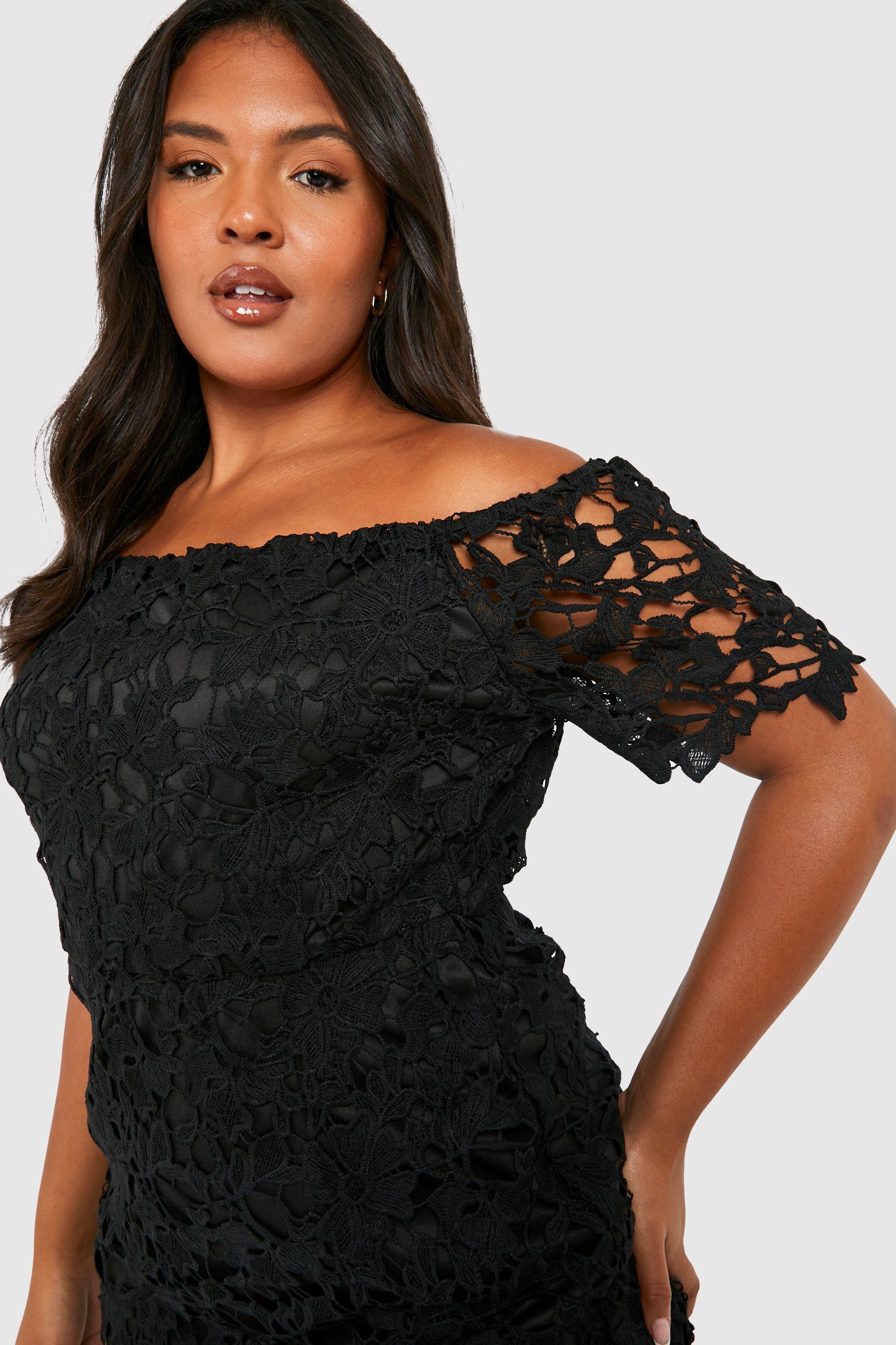 Plus size lace off the hot sale shoulder top