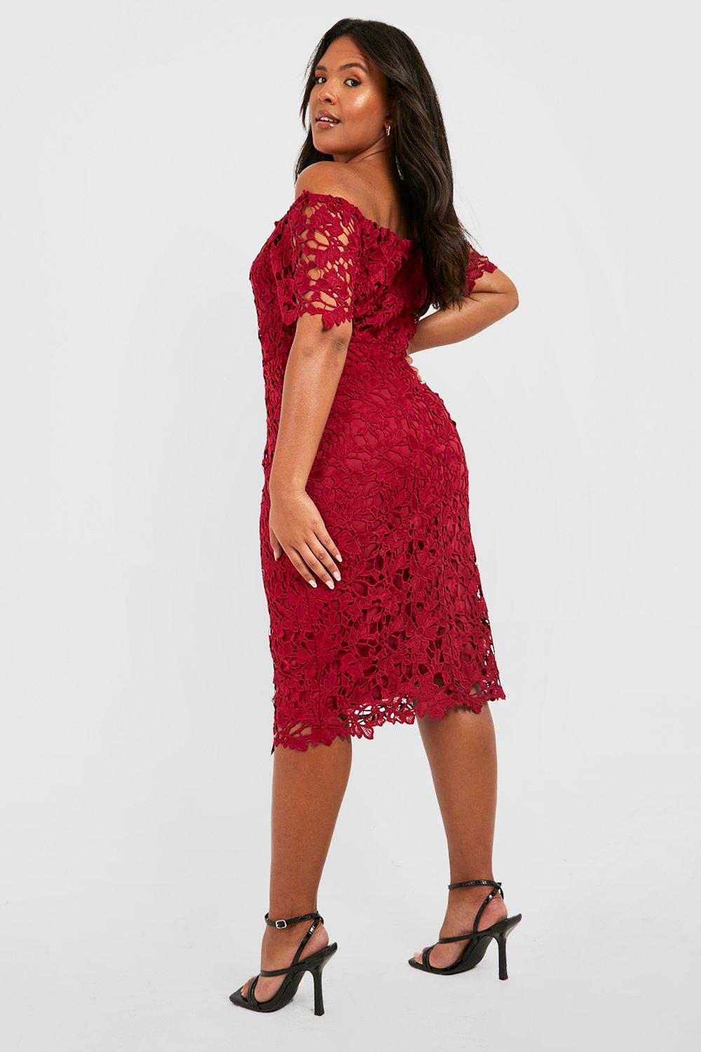 Red lace store dress plus size