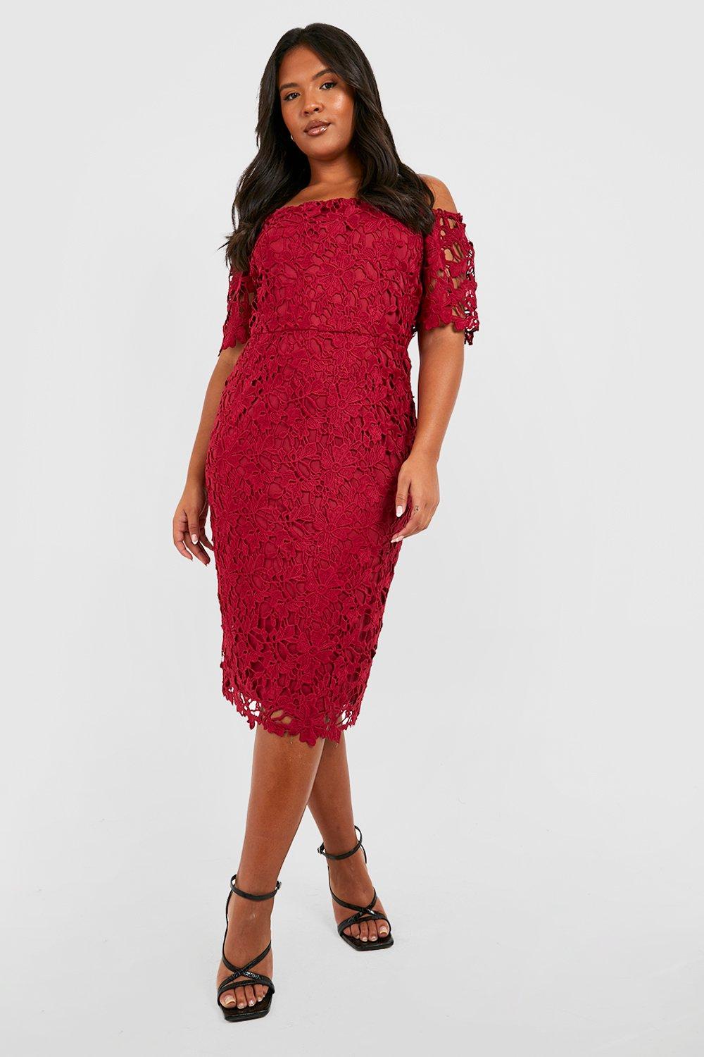 Wine red 2024 lace dress