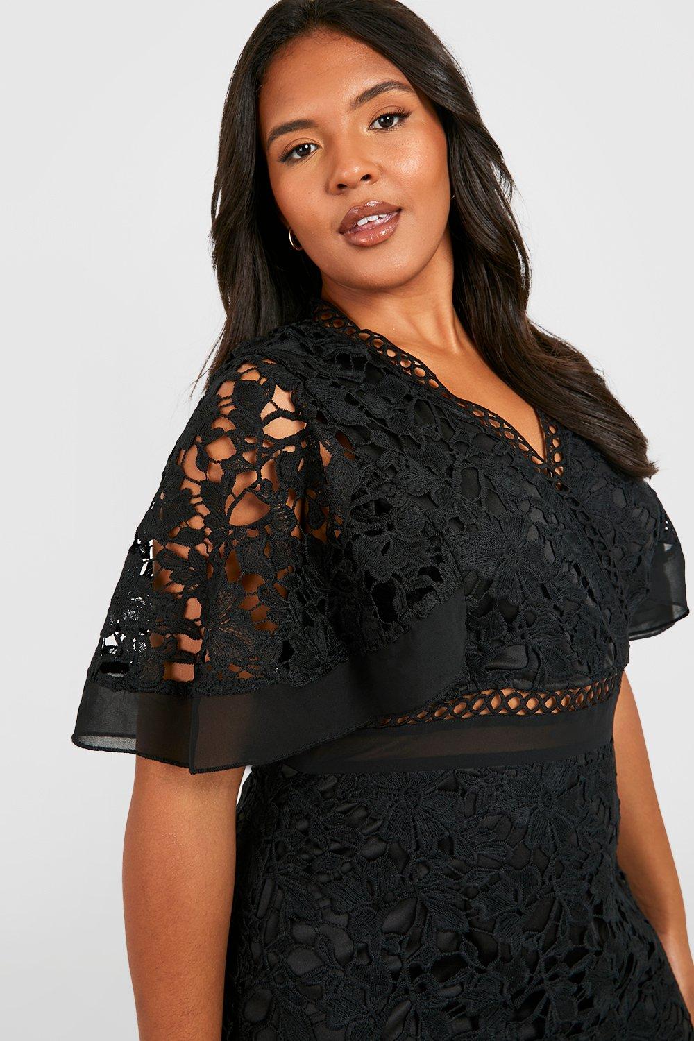 Women's Plus Premium V Neck Tiered Lace Dress