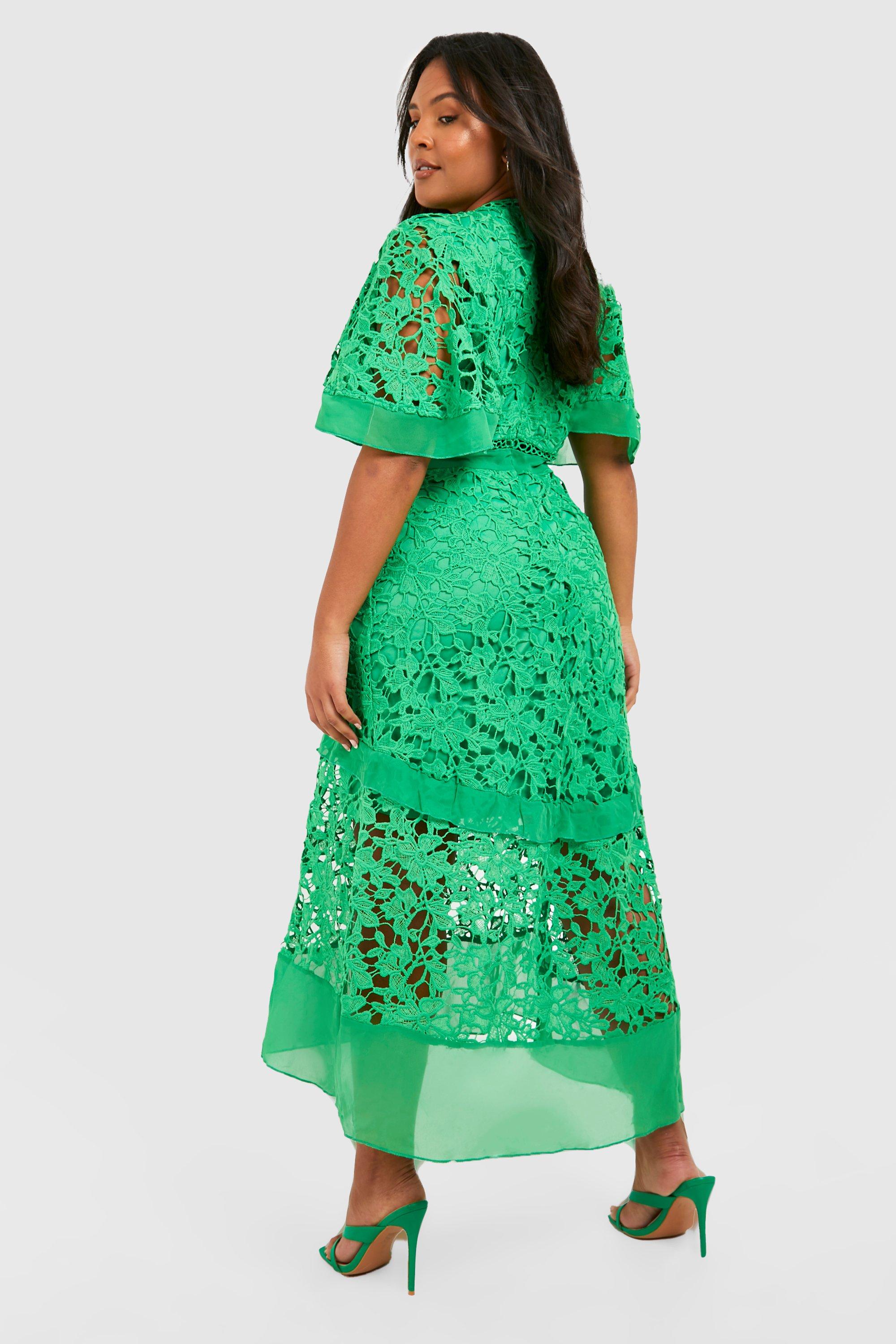 Boohoo green 2025 lace dress