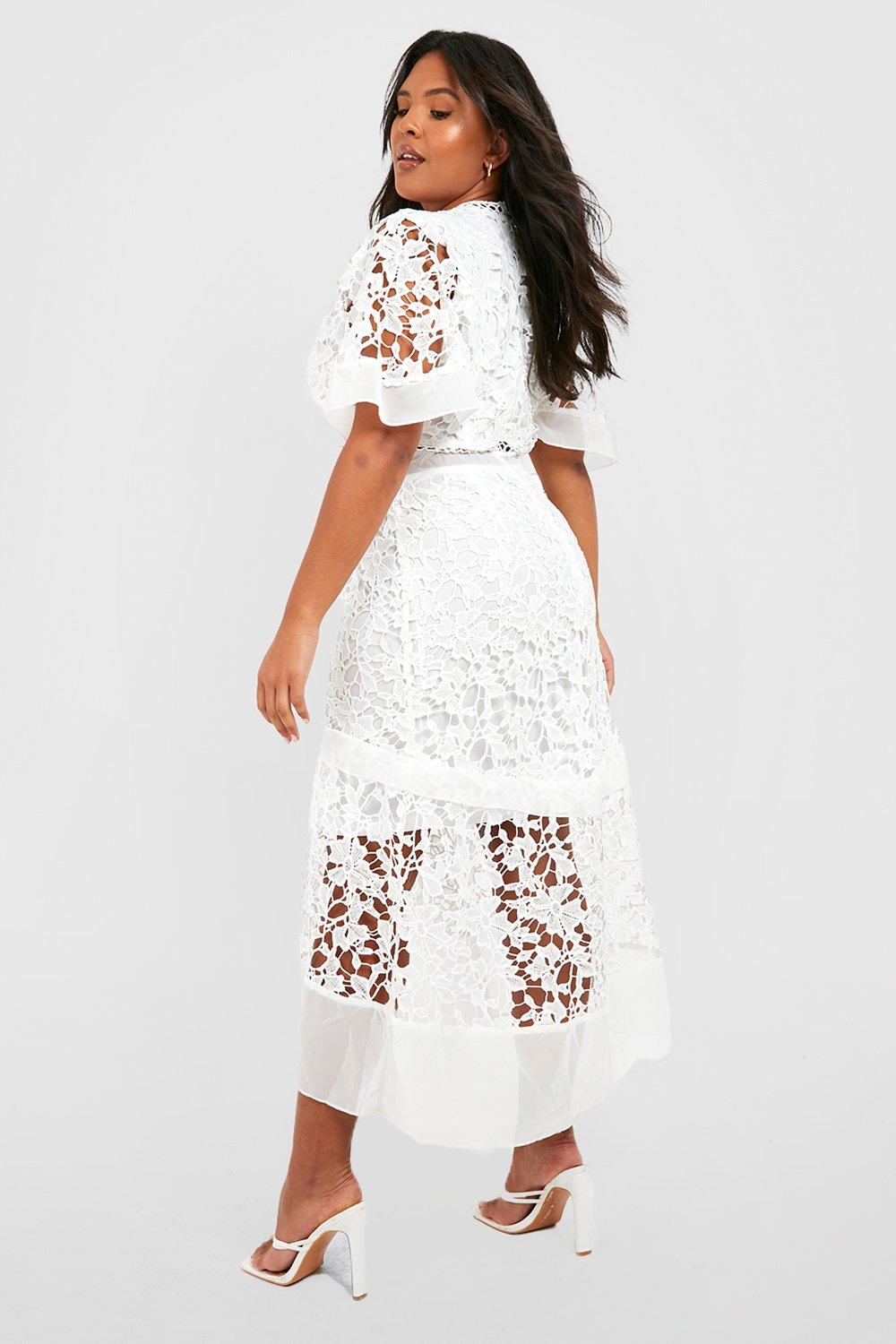 Long white lace dress uk sale