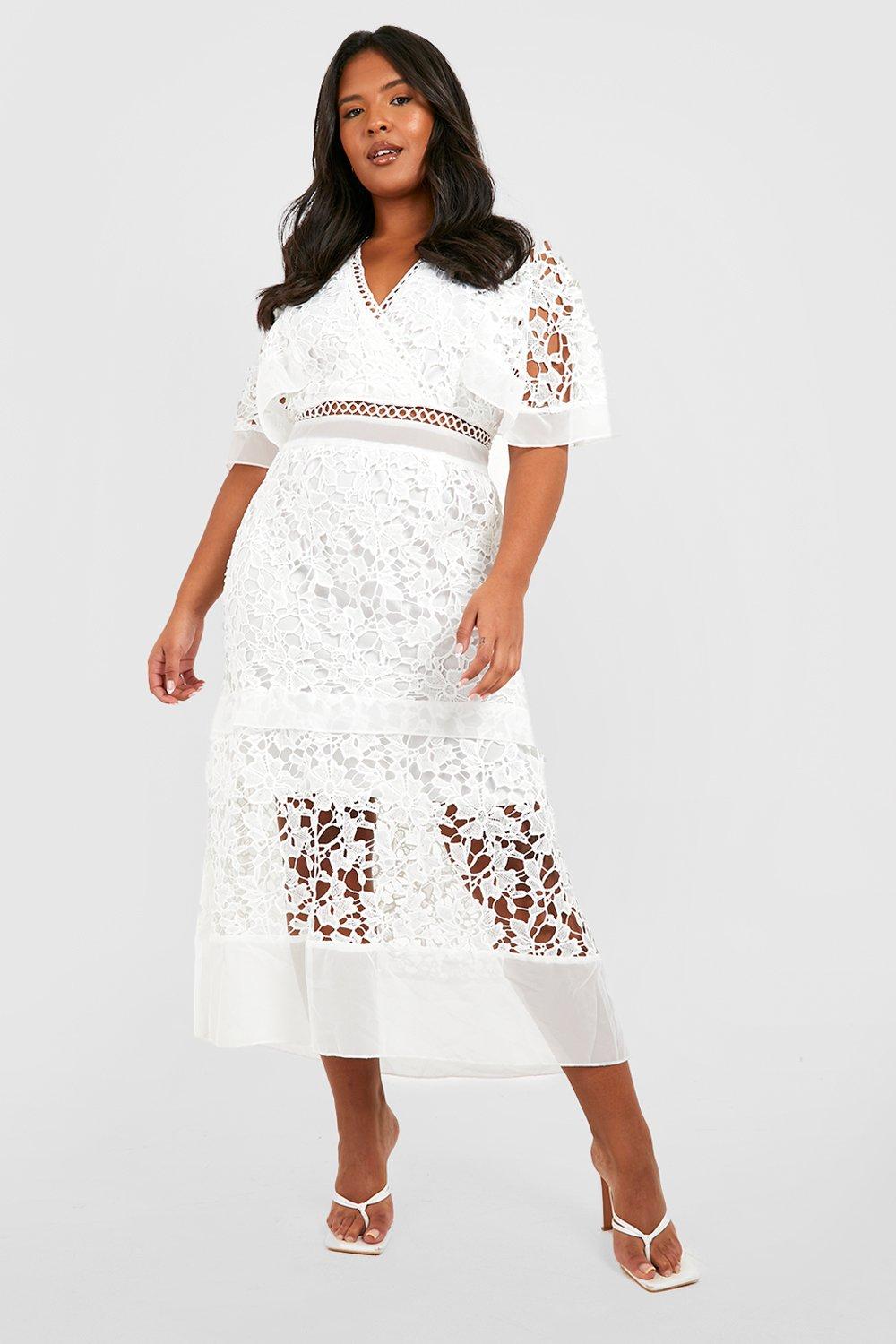 Grande taille Robe en dentelle premium col V boohoo