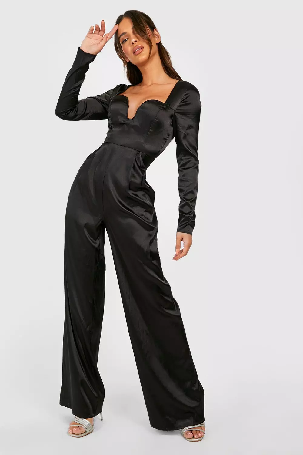 Satin cheap plunge jumpsuit