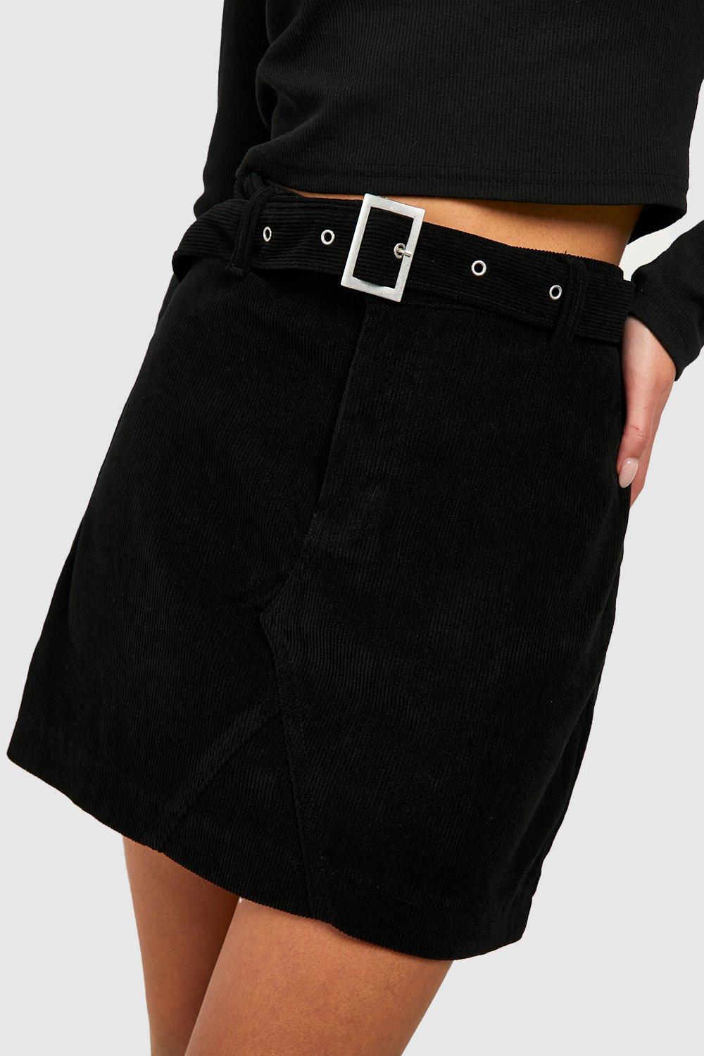 Black cord hotsell skirt boohoo