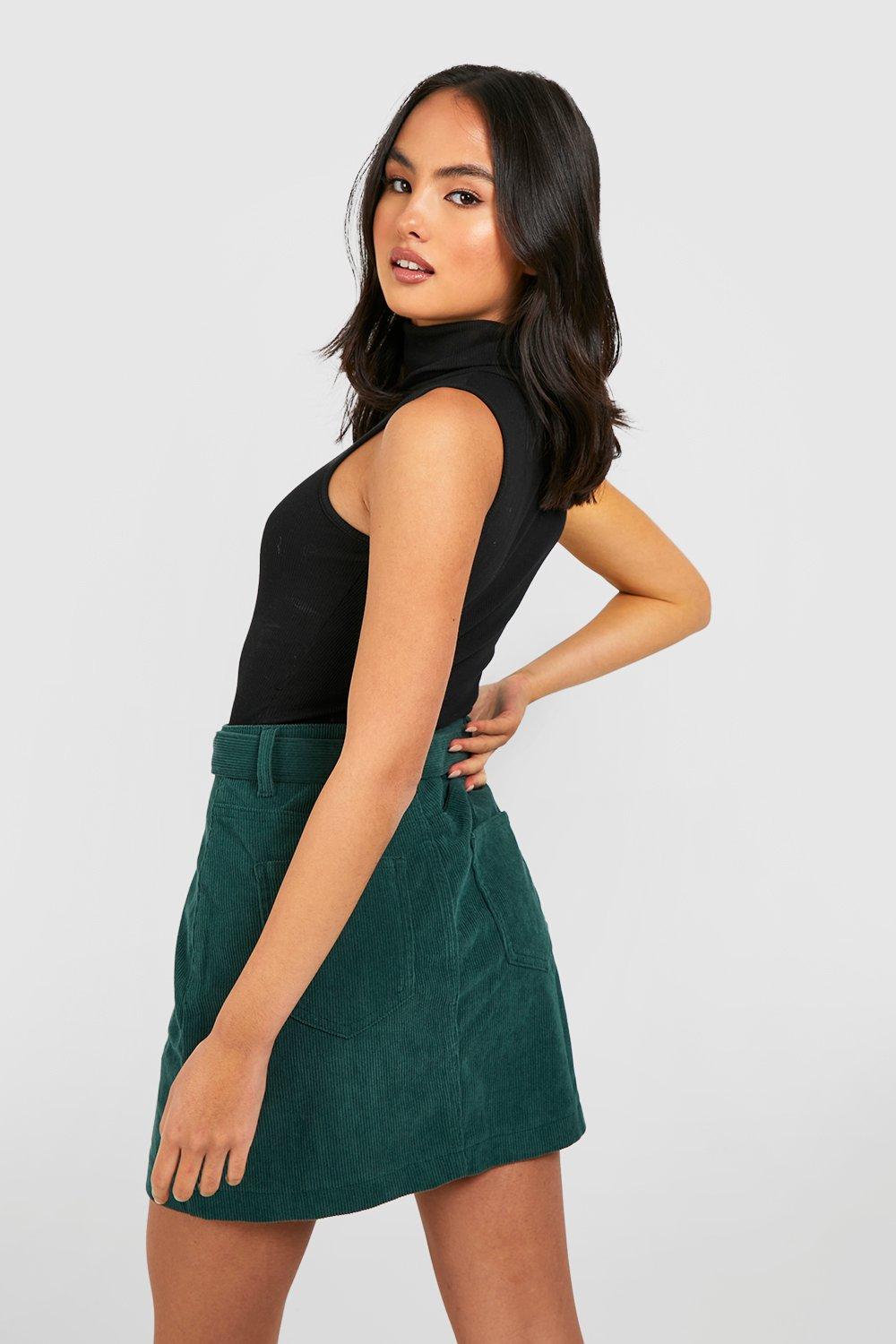 Green hotsell cord skirt