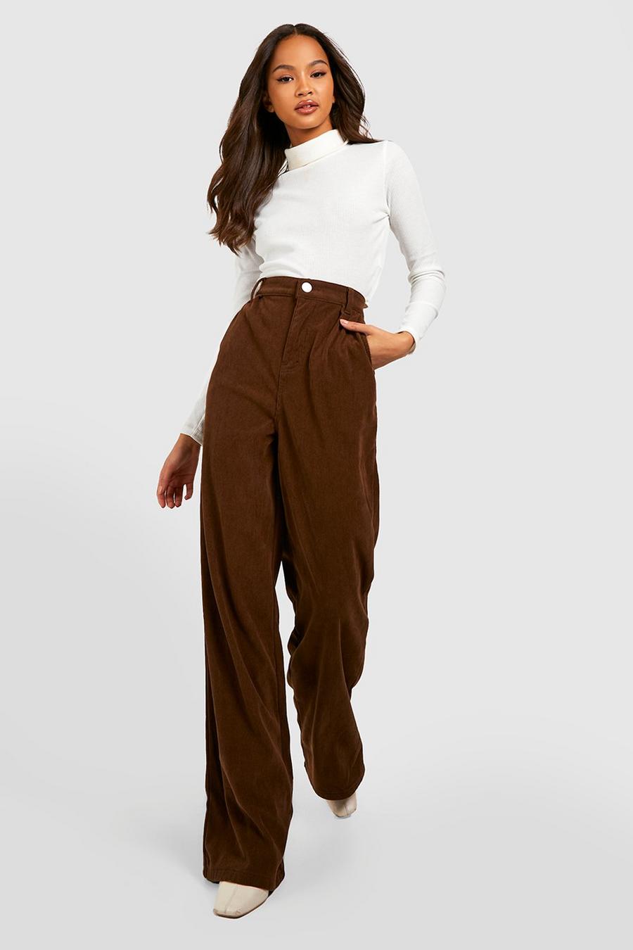 Chocolate Cord High Waisted Wide Leg Jeans image number 1