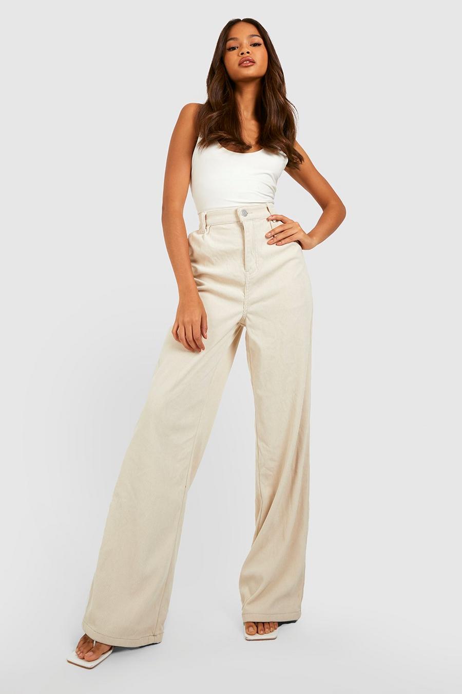 Taupe Cord High Waisted Wide Leg Jeans image number 1