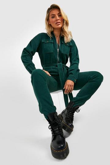 Cord Belted Cargo Boilersuit forest
