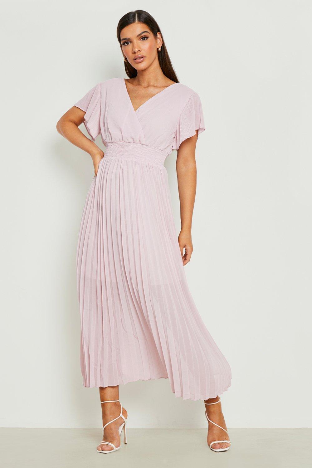 Pleated chiffon midi outlet dress