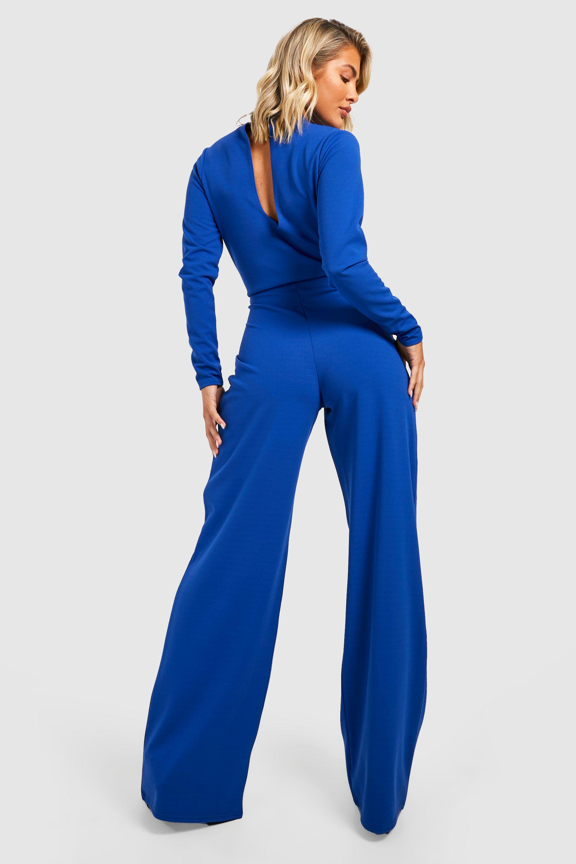 Flare Sleeve Tailored Wide Leg Jumpsuit