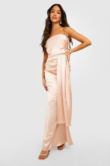 Satin Detail Draped Maxi Dress champagne