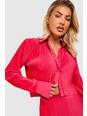 Magenta pink Plisse Flared Cuff Cropped Shirt 