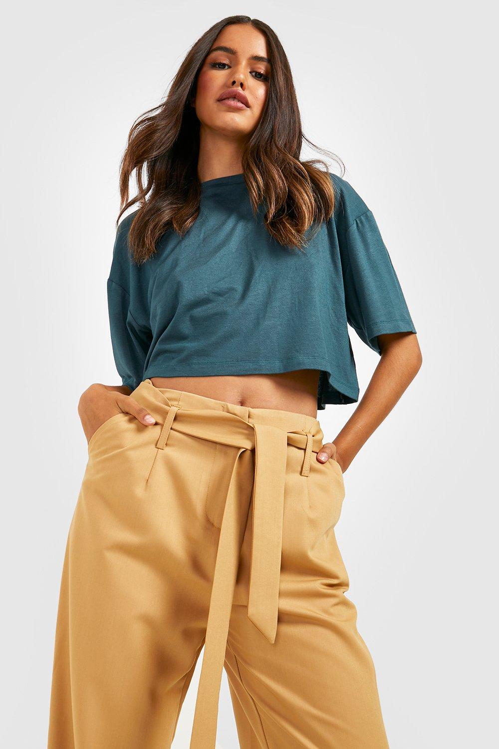 Boohoo on sale belted trousers