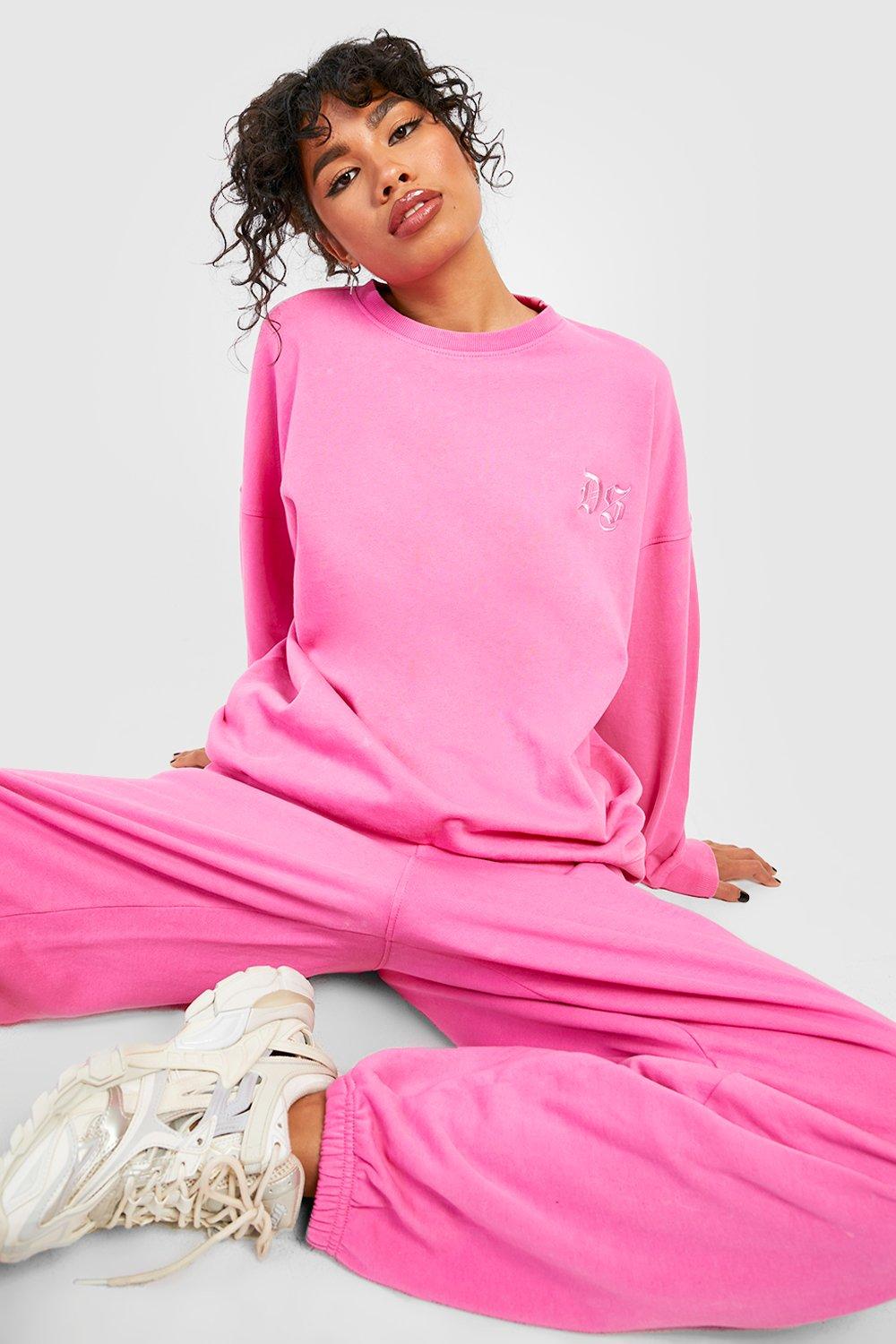 Pink joggers boohoo hot sale