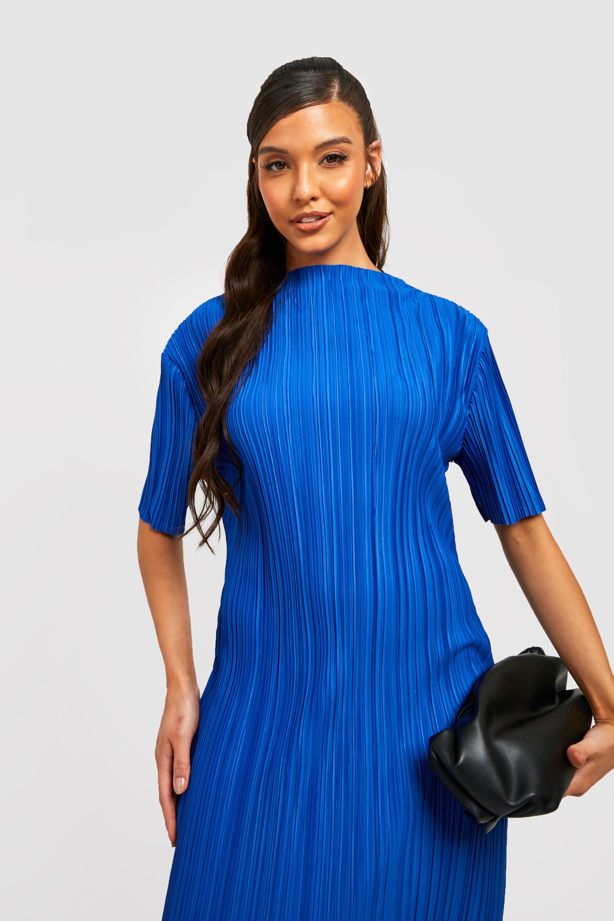 Plisse Short Sleeve Midi Dress | boohoo USA Plisse Short Sleeve Midi Dress | boohoo USA