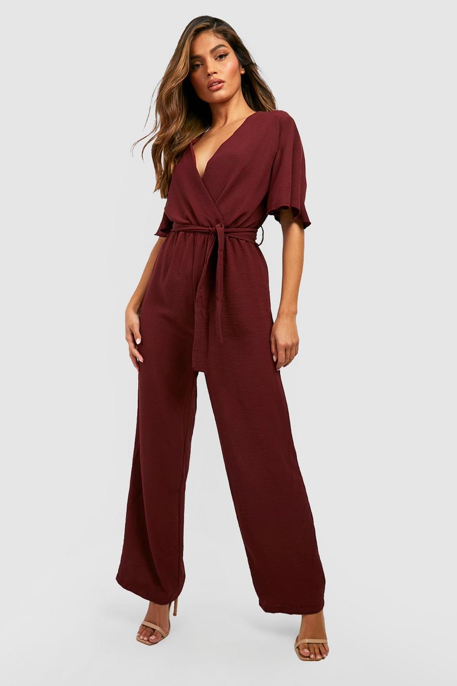Berry Belted Wrap Over Jumpsuit image number 1