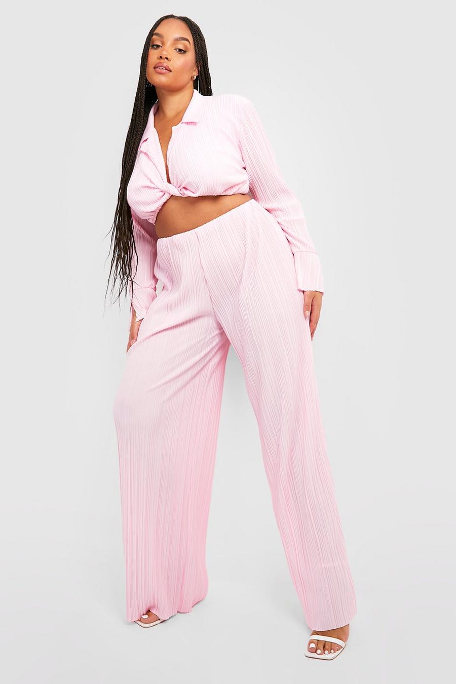 Pink Plus Knot Front Plisse Co-ord image number 1