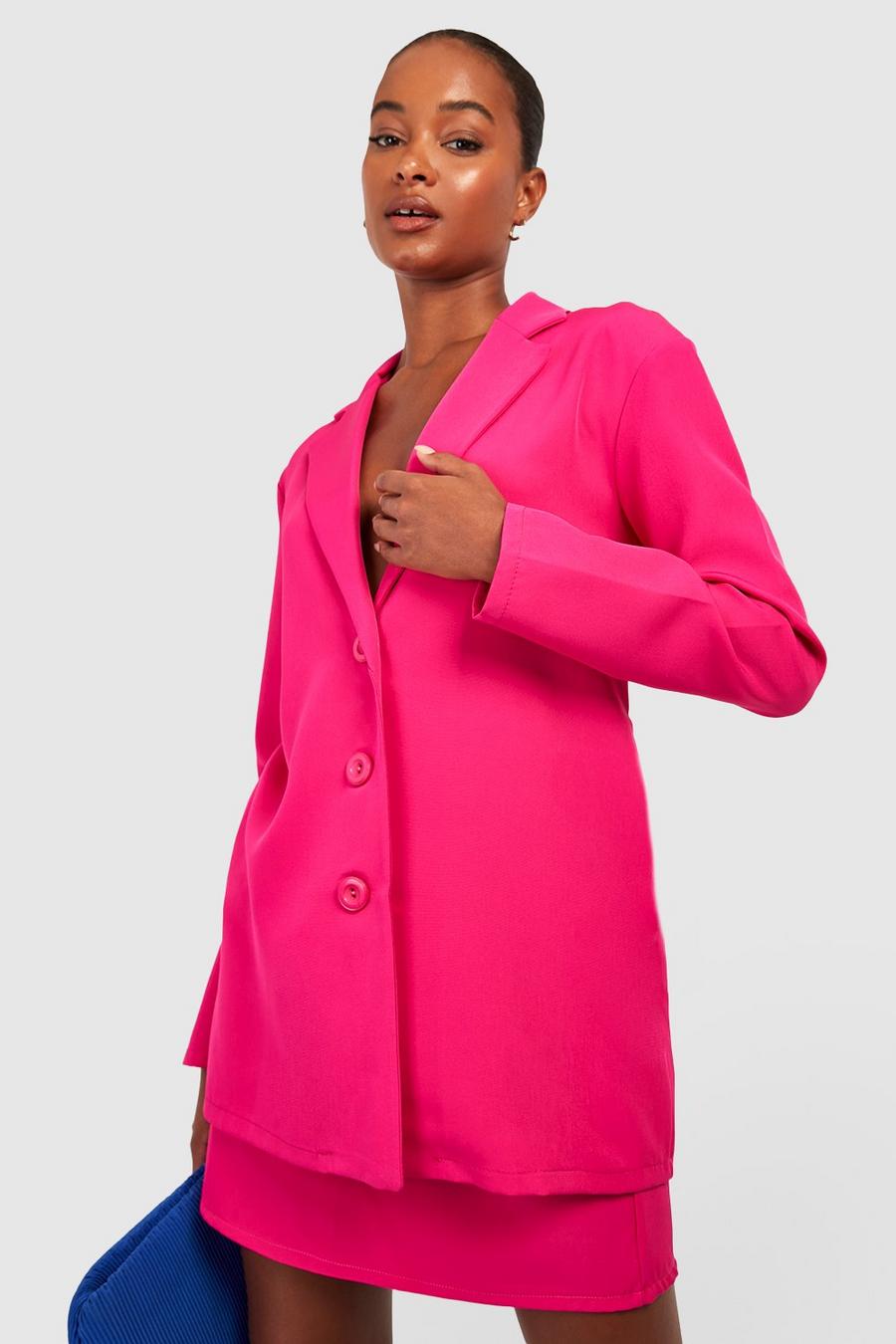Hot pink Tall Oversized Blazer Met Enkele Rij Knopen image number 1