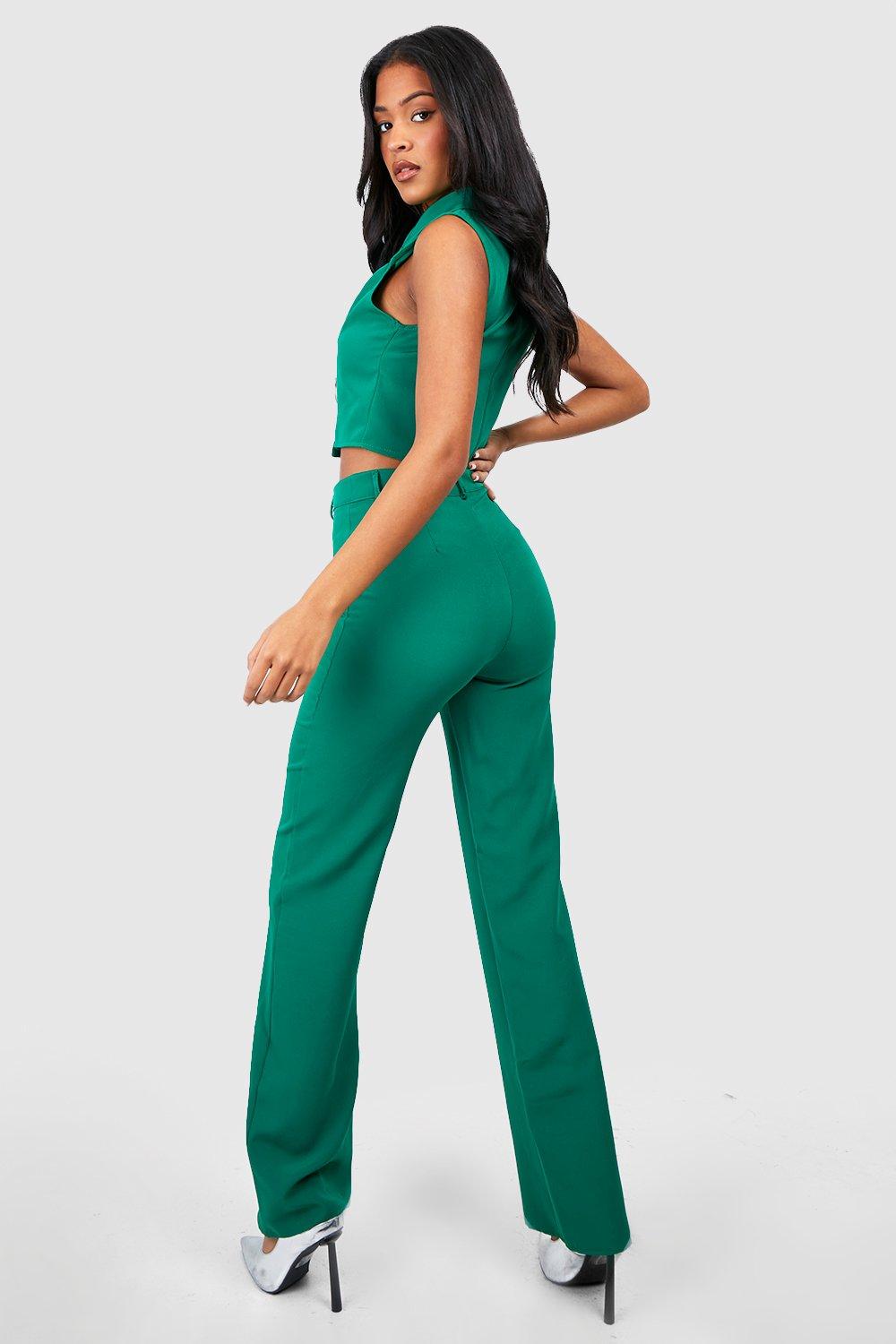 Tall Button Detail Mid Rise Wide Leg Pants