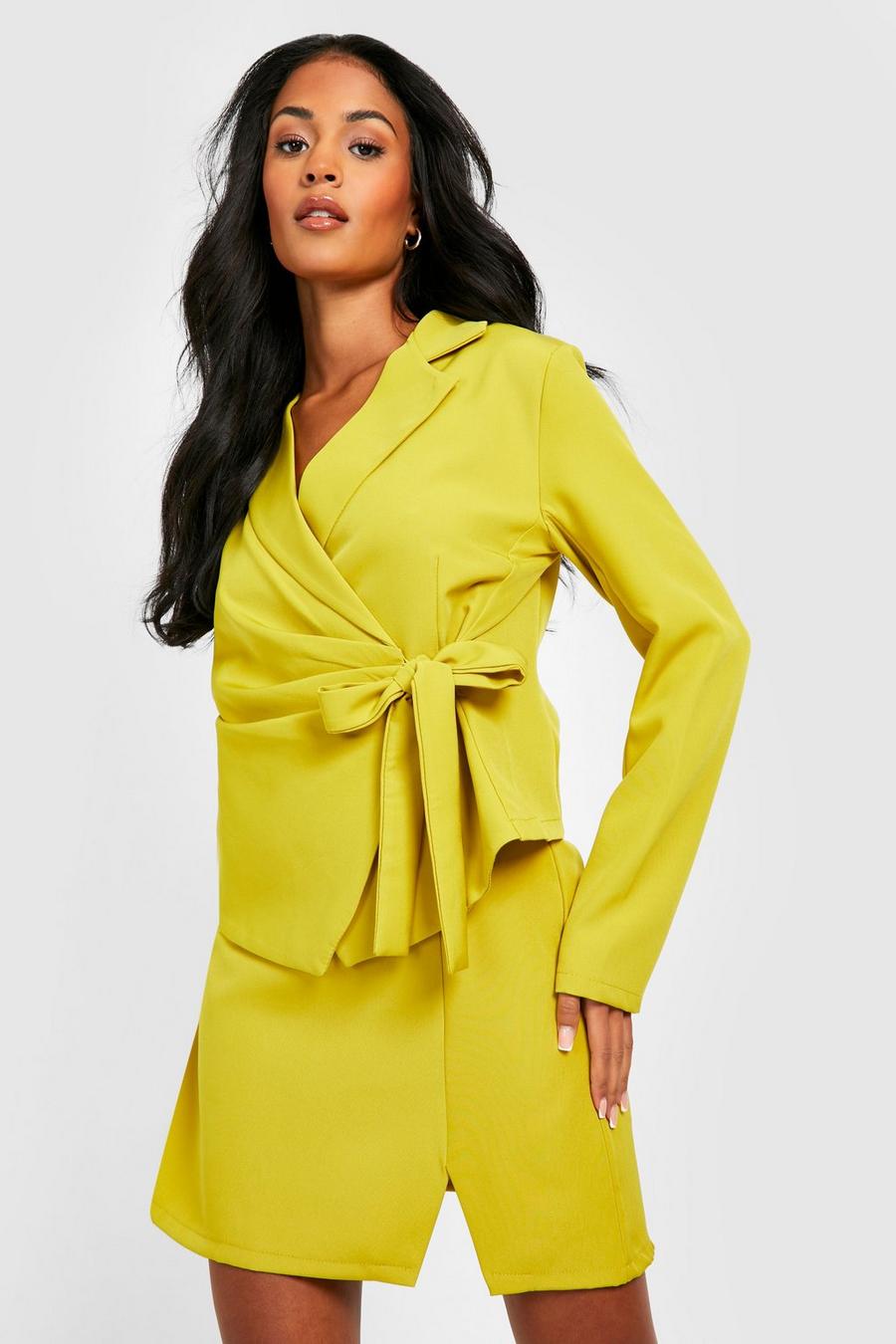 Minifalda Tall con abertura y corte, Chartreuse amarillo