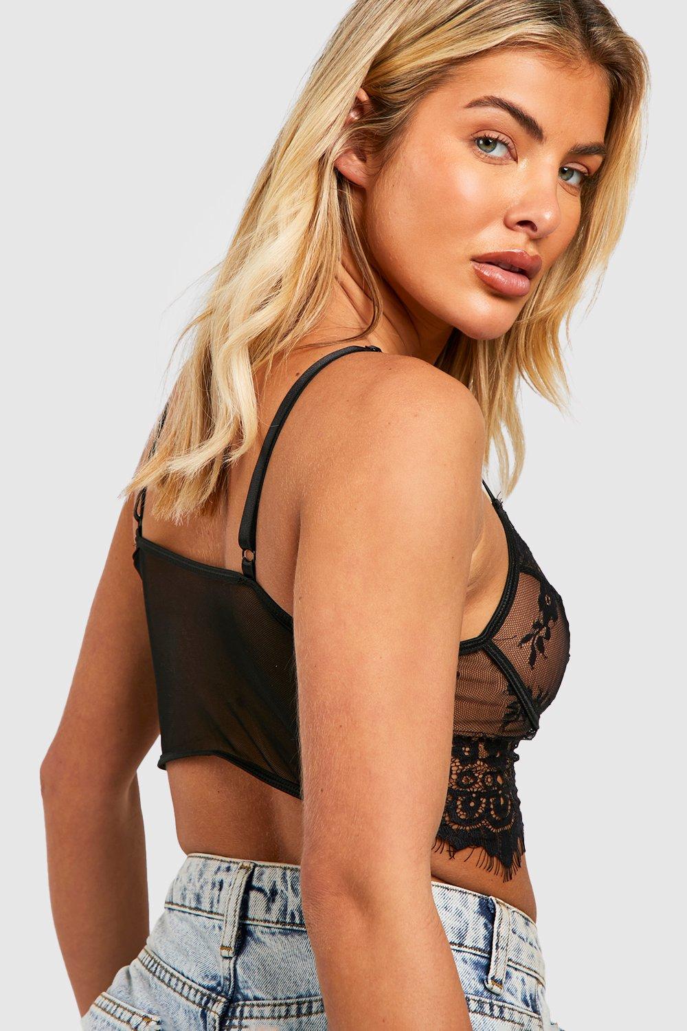 Buy Boohoo Premium Lace Cupped Bralette In Green