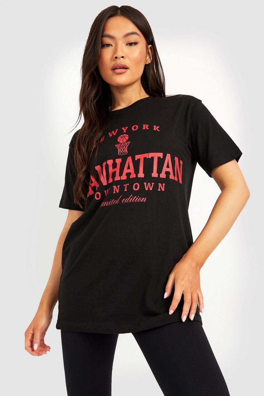 Black Manhattan Oversize t-shirt med tryck image number 1