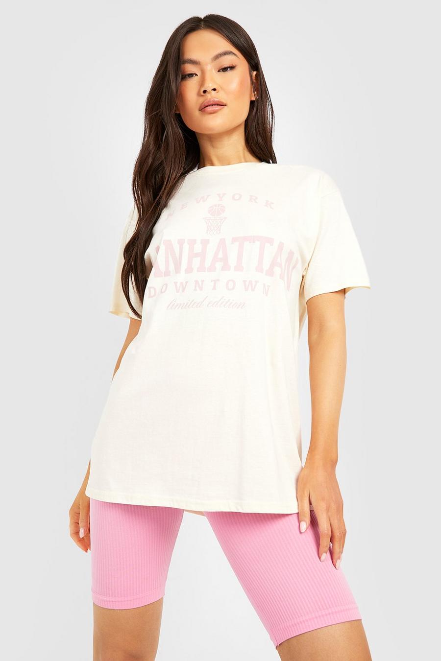 T-shirt oversize à imprimé Manhattan, Ecru image number 1