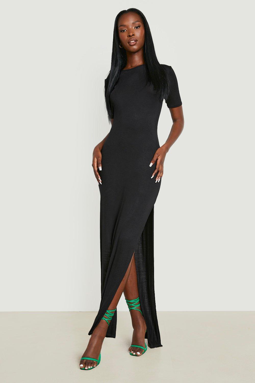 Boohoo maxi dress black sale