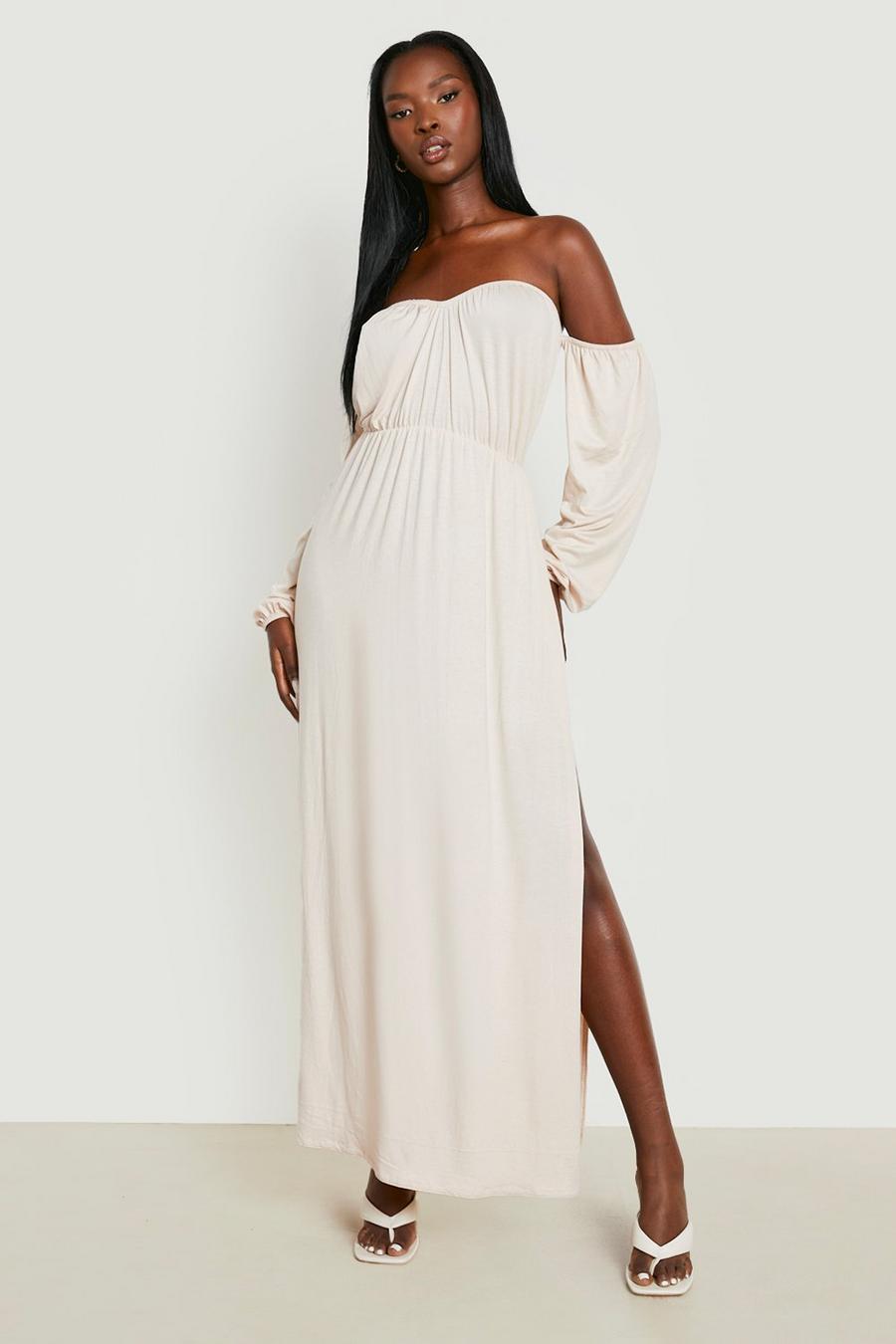 Stone Off The Shoulder Balloon Sleeve Maxi Dress image number 1