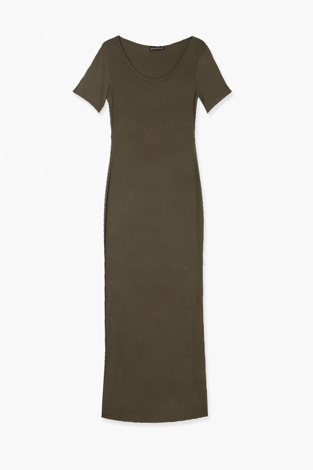 Scoop Neck Short Sleeve Maxi Dress